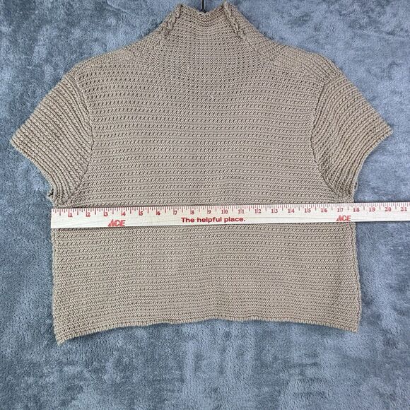 Cabi Womens size M Open Short Sleeve Knit Shrug Cardigan Tan 3D Cropped Beige - Picture 7 of 7